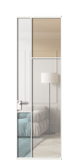 Дверь межкомнатная АЛПЛ041.11 БЕЛ 4 стекла. Цвет Алюминий Белый. Материал Алюминий. Коллекция Mosaic. Картинка.