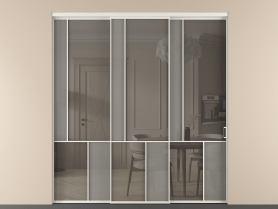 Алюминевая перегородка vnt3_3 БЕЛ. Цвет Алюминий Белый. Материал Алюминий. Коллекция Перегородка Мозаик внутри проёма 3 створки с синхронным механизмом. Картинка.