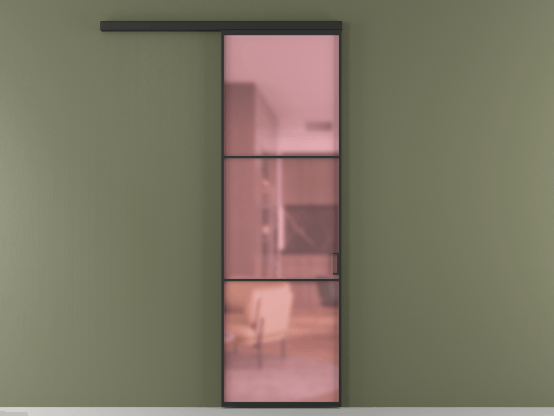 Алюминевая перегородка АЛПР 040.03_ЧРН_САТ РОЗ_new. Цвет Алюминий Черный. Материал Алюминий. Коллекция Перегородка Formato вдоль стены 1 створка. Картинка.