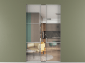 Алюминевая перегородка АЛПР 040.03 МБЛ Matelux Crystalvision. Цвет Алюминий белоснежный. Материал Алюминий в эмали. Коллекция Перегородка Формато скрытый пенал 2 створки. Картинка.