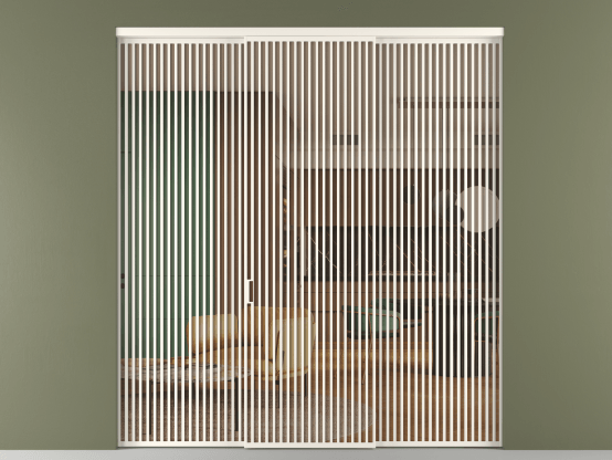 Алюминевая перегородка vn1+2_06_ Алюминий пудровый белый Прозрачное оранжевое стекло, триплекс, 6мм. Цвет Алюминий пудровый белый. Материал Алюминий в эмали. Коллекция Перегородка Formato внутри проёма 3 створки. Картинка.