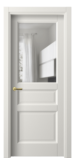 Дверь межкомнатная 1432 СТБЛ Прозрачное стекло. Цвет Софт-тач белоснежный. Материал Полипропилен. Коллекция Galant. Картинка.