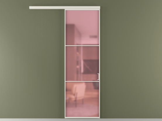 Алюминевая перегородка АЛПР 040.03_БЕЛ_САТ РОЗ_new. Цвет Алюминий Белый. Материал Алюминий. Коллекция Перегородка Formato вдоль стены 1 створка. Картинка.