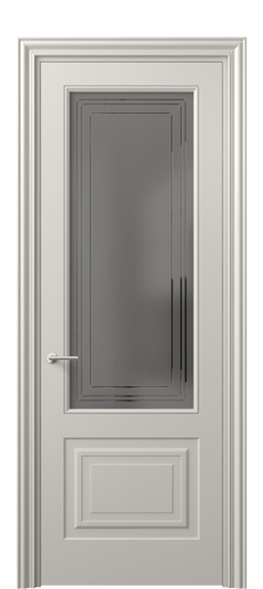 Дверь межкомнатная 8452 МОС Серый сатин с гравировкой. Цвет Матовый облачно-серый. Материал Гладкая эмаль. Коллекция Mascot. Картинка.