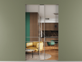 Алюминевая перегородка АЛПР 040.02 МБСК Crystalvision. Цвет Алюминий бисквитный. Материал Алюминий в эмали. Коллекция Перегородка Формато скрытый пенал 2 створки. Картинка.