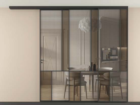 Алюминевая перегородка vdt3_1 ЧЕР. Цвет Алюминий Черный. Материал Алюминий. Коллекция Перегородка Mosaic вдоль стены на потолок 3 створки с синхронным механизмом. Фото. Алюминевая перегородка vdt3_1 ЧЕР. Цвет Алюминий Черный. Материал Алюминий. Коллекция Перегородка Mosaic вдоль стены на потолок 3 створки с синхронным механизмом. Картинка.