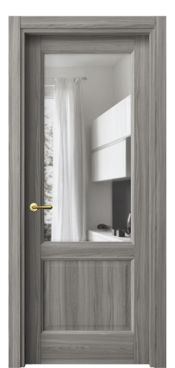 Дверь межкомнатная 1422 ИМЯ Прозрачное стекло. Цвет Имбирный ясень. Материал Сиплекс ламинатин. Коллекция Галант. Картинка.