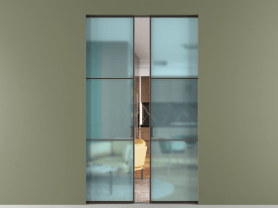 Алюминевая перегородка АЛПР 040.03 МАН САТ ГОЛ. Цвет Алюминий антрацит. Материал Алюминий в эмали. Коллекция Перегородка Формато скрытый пенал 2 створки. Картинка.