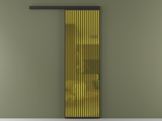 Алюминевая перегородка АЛПР 040.06_ЧРН_САТ ЖЕЛ_new. Цвет Алюминий Черный. Материал Алюминий. Коллекция Перегородка Formato вдоль стены 1 створка. Картинка.