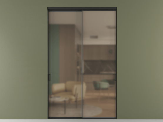 Алюминевая перегородка vn2_01 Бронза сатин триплекс ЧЕР. Цвет Алюминий Черный. Материал Алюминий. Коллекция Перегородка Формато внутри проёма 2 створки. Картинка.