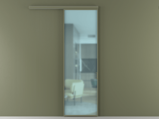 Алюминевая перегородка АЛПР 040.01_АОТ_САТ ГОЛ_new. Цвет Алюминий оливковый тёмный. Материал Алюминий в эмали. Коллекция Перегородка Formato вдоль стены 1 створка. Картинка.