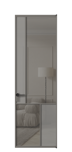 Межкомнатная дверь АЛПЛ041.20 АКЛС Серый сатин матовое + Серый прозрачное. Цвет Алюминий классический серый. Материал Алюминий в эмали. Коллекция Mosaic. Фото. Дверь межкомнатная АЛПЛ041.20 АКЛС Серый сатин матовое + Серый прозрачное. Цвет Алюминий классический серый. Материал Алюминий в эмали. Коллекция Mosaic. Картинка.