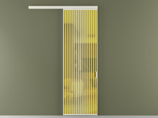 Алюминевая перегородка АЛПР 040.06_БЕЛ_САТ ЖЕЛ_new. Цвет Алюминий Белый. Материал Алюминий. Коллекция Перегородка Formato вдоль стены 1 створка. Картинка.