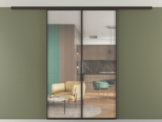 Перегородка Formato вдоль стены на потолок двустворчатая