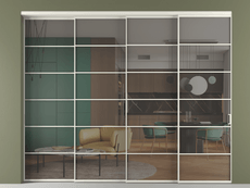 Перегородка Формато внутри проёма 4 створки с синхронным механизмом