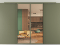 Перегородка Формато вдоль стены на потолок 2 створки