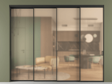 Перегородка Formato внутри проёма 4 створки с синхронным механизмом