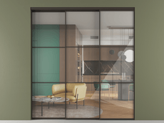 Перегородка Формато внутри проёма 3 створки с синхронным механизмом