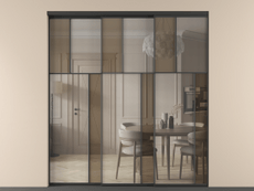 Перегородка Mosaic внутри проёма 3 створки с синхронным механизмом