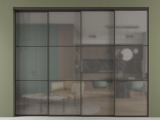 Перегородка Formato внутри проёма 4 створки с синхронным механизмом