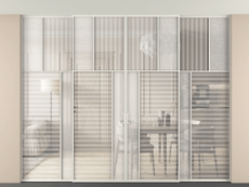 Перегородка Mosaic внутри проёма четырёхстворчатая со скрытым креплением в потолок