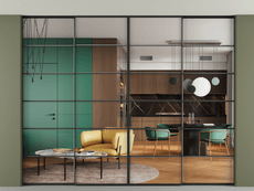 Перегородка Формато внутри проёма скрытое крепление в потолок 4 створки