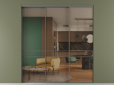 Перегородка Формато внутри проёма 3 створки с синхронным механизмом