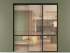 Перегородка Formato внутри проёма 3 створки с синхронным механизмом