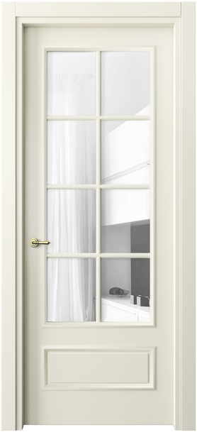Дверь межкомнатная 8112 ММБ Прозрачное стекло. Цвет Матовый молочно-белый. Материал Гладкая эмаль. Коллекция Paris. Картинка.